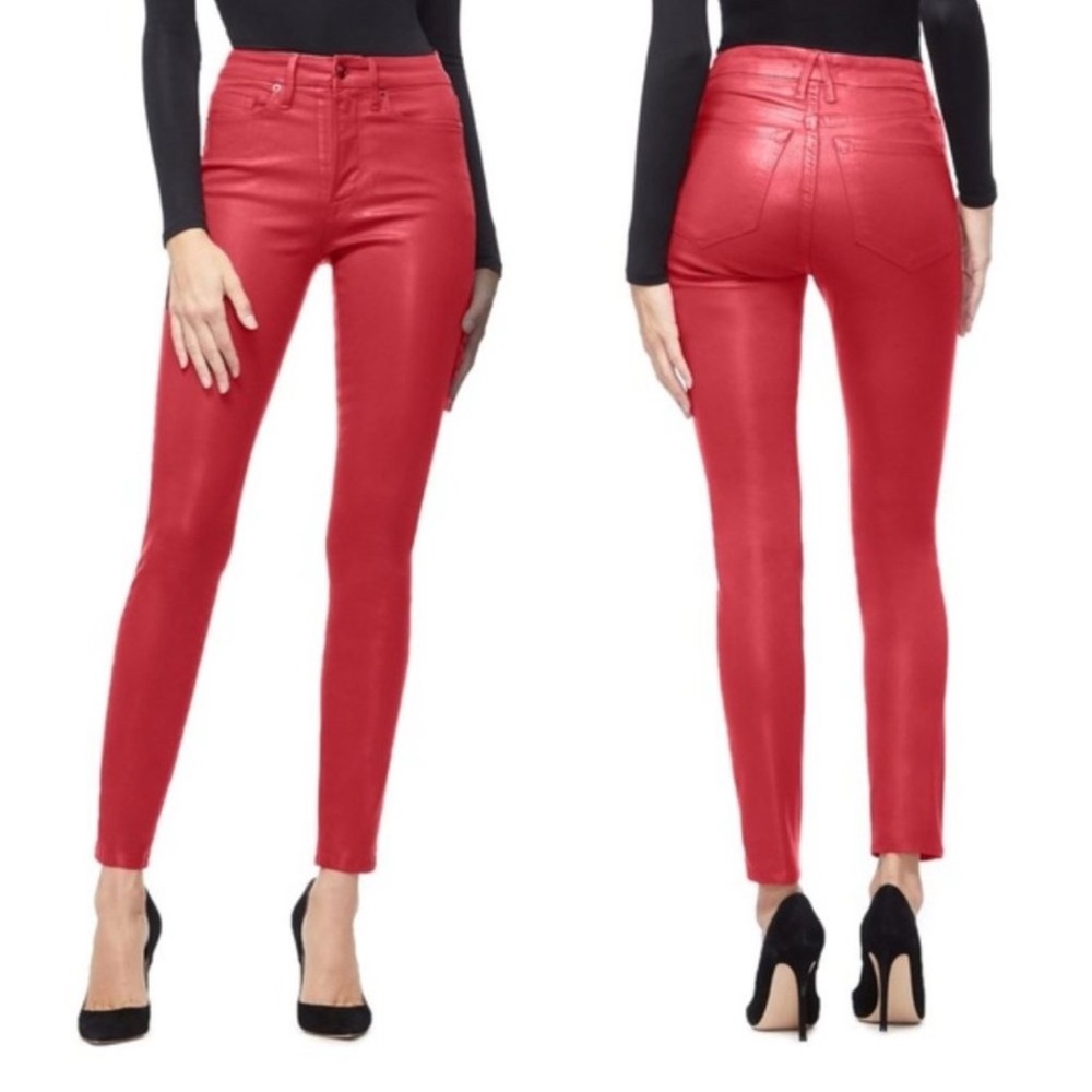 Good American Red Wax Coated Skinny Jeans